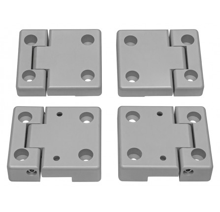 Front Aluminium Replacement Door Hinges for Series 3 and Defender with Stainless Steel Hinge Pins (4 Hinges Per Set, Natural Finish Comes Complete with Fixings)