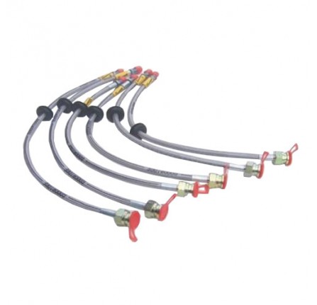 50mm Extd Braided Steel Brake Hose Set for Discovery 1 with Abs Comprises Of 4 Hoses