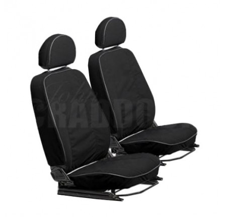 Front Pair Canvas Seat Covers Black for Defender 2007 on